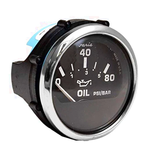 Euro Faria Boat Oil Pressure Gauge GP2487A | Euro Stainless Black 2 Inch