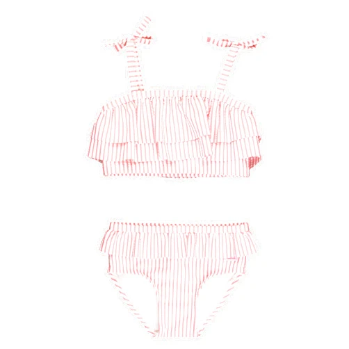 RuffleButts Baby/Toddler Girls Cropped 2-Piece Sleeveless Tankini Swimsuits with UPF50+ Sun Protection