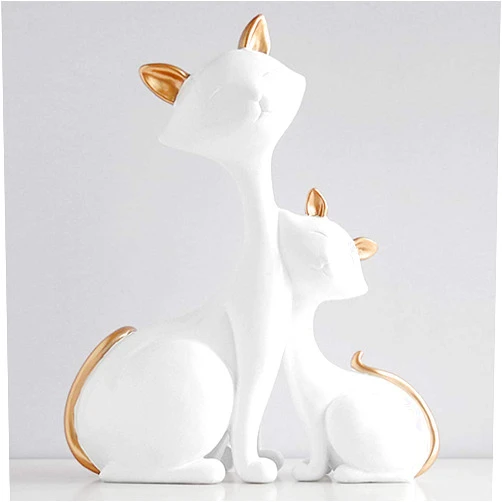 YHSTG Figurin Statues for Home Decor  Cat Figurines Miniatures Decorative Animals Desktop Gift Cat Statue Ornaments Home Decor Living Room Accessories-C
