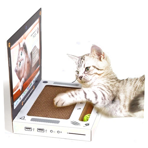 Generic Cat Laptop Scratcher, Cat Laptop Toy 3 in 1 with Fluffy Mouse and Stickers, Interactive Toys, Cat Scratching Board, Cute Kitten Toys, Cat Scratch Pads, Computer Cat Scratcher, Scratchpad Pro Laptop