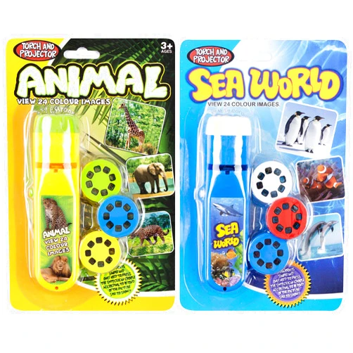Georgie Porgy Children Projector Toys Educational Science Set Wall Ceiling Tent Torch Flashlight for Kids Gifts for Boys Girls with 2pcs Tattoo Stickers (Wild Animal + Sea World)