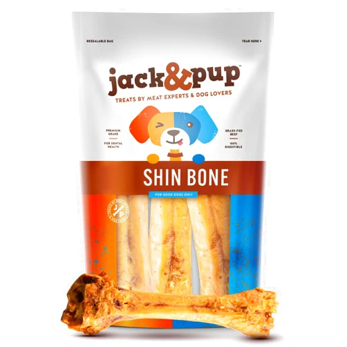Jack & Pup Jack&Pup Roasted Meaty Beef Shin Bone Dog Treats – 8-11” Long Lasting All Natural Gourmet & Healthy Dog Bone Treat Chews – Savory Smoked Beef Flavor (3 Pack)