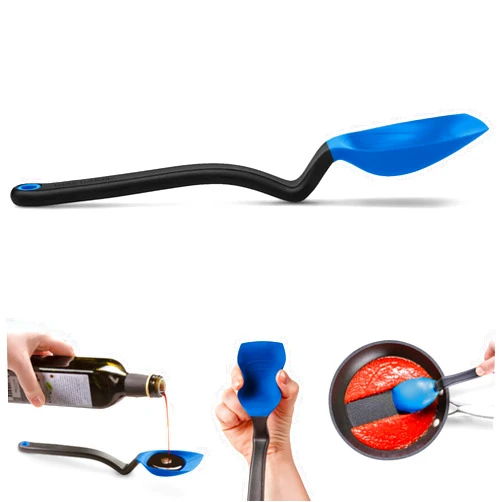 Dreamfarm Supoon | Non-Stick Silicone Sit Up Scraping & Cooking Multifunctional Spoon with Measuring Lines | Kitchen Utensil | Classic Blue