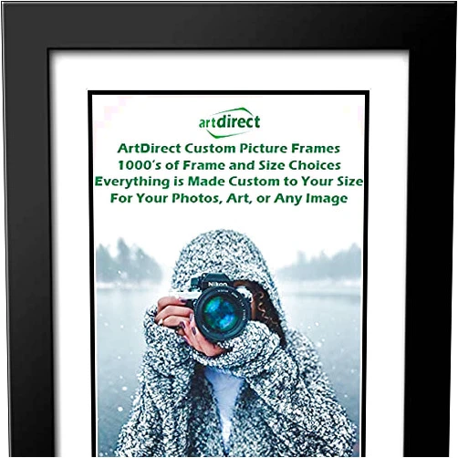 ArtDirect Custom Black Modern Wood Picture Frame with Double Matting Fits 9x10 Image with Double Matting or 13x14 Image without Double Matting - 17x18 Overall Framed Size with Two Inch Wide Frame