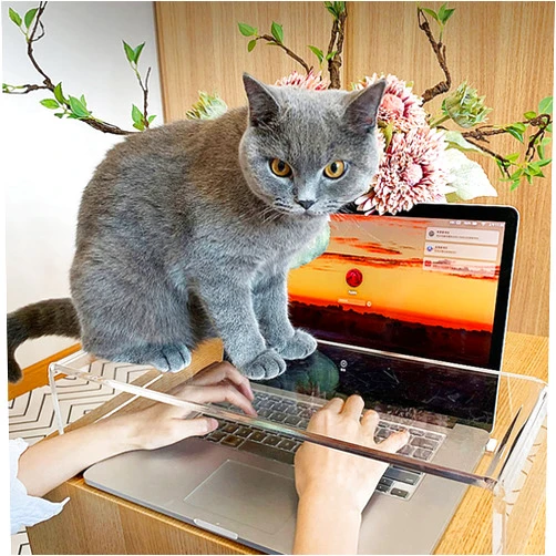 Aelnina Keyboard Cover Protector Anti-cat Clear Acrylic Key Protective Transparent Bridge Protector and Monitor Stand