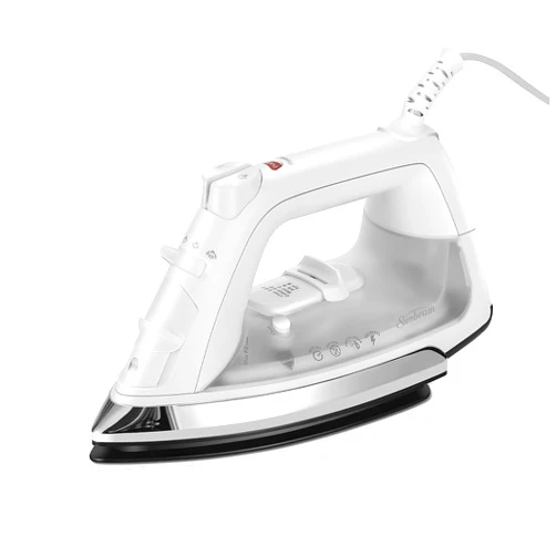 Sunbeam Classic Steam Iron, 1200 Watt, Mid-size Anti-Drip Nonstick Soleplate, Horizontal or Vertical Shot of Steam with 8' 360-Degree Swivel Cord and 3-Way Auto Shut-Off, White