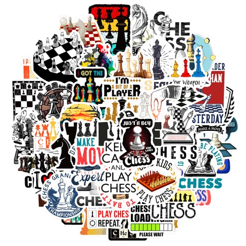 SVGDHZK 50 PCS Chess Stickers,Chess Decorations, Funny Game Vinyl Stickers for Laptop,Scrapbook,Water Bottle,Phone,Gifts for Chess Player,Kids,Teens,Students (Chess)