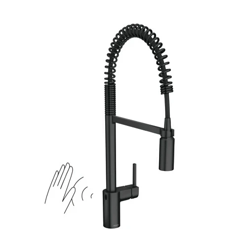 Moen Align Matte Black Motionsense Wave Sensor Touchless One-Handle High Arc Spring Pre-Rinse Pulldown Kitchen Faucet with Sprayer, Kitchen Sink Faucet for Bar, Farmhouse, Commercial, 5923EWBL