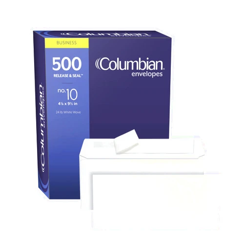 Columbian #10 Business Envelopes, 4-1/8 x 9-1/2 Inches, Self-Seal Closure, Side Seam Envelopes, White Wove, 500 per Box (COLO147)