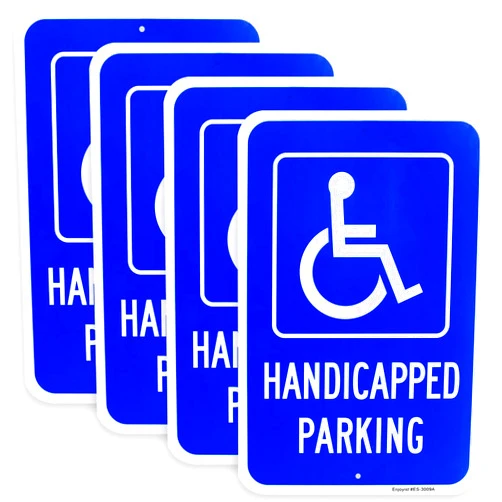 Enjoyist 4 Pack Large Handicap Parking Sign, Handicapped Sign, 18