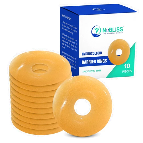 NuBliss Moldable Ostomy Barrier Ring – 10-Pack Leak-Free Hydrocolloid Skin Adhesive Ostomy Supplies – 4mm Thick, Flexible Stoma Protector Seal for Colostomy & Ileostomy Bags – FSA & HSA Eligible