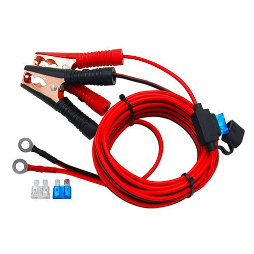 CUZEC 16 AWG Extension Cord Eyelet Terminal with Battery Clamp 12V/ 24V Battery Clip-On for High-Power Inverter and More (13.1FT Long)