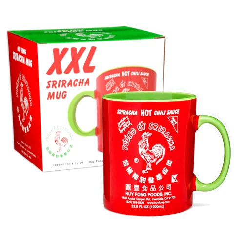 Sriracha2Go - Sriracha Chili Hot Sauce Red & Green Ceramic Mug, XXL, 33.8 Ounce