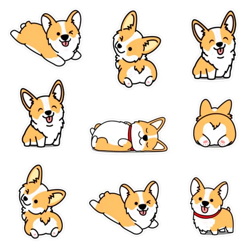 SMJ Designs Kawaii Corgi Vinyl Waterproof Sticker Decal Car Laptop Wall Window Bumper Sticker 5