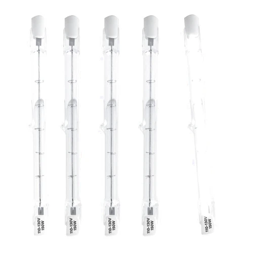 KIMROO 5 Pack 150W Halogen Light Bulbs 4.65 Inch(118mm) J Type T3 R7S Base Double Ended Filament Flood Lights Quartz Tube Lamps 120V