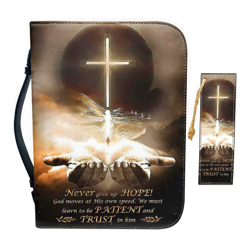 Bengbobar Faith Cross Bible Cover Case for Men Womens Bible Case Large Waterproof Bible Protective with Handle and Bookmark Gifts Holy Bible Bag 2 Pcs Set