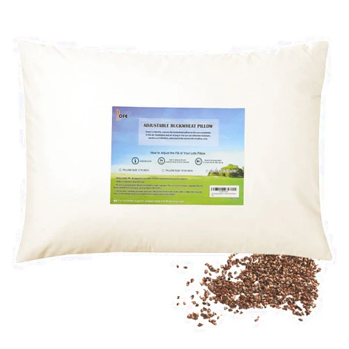 LOFE Organic Buckwheat Pillow for Sleeping - Kids/Travel Size 11''x16'', Adjustable Loft, Breathable for Cool Sleep, Cervical Support for Back and Side Sleepers(Tartary Buckwheat Hulls)
