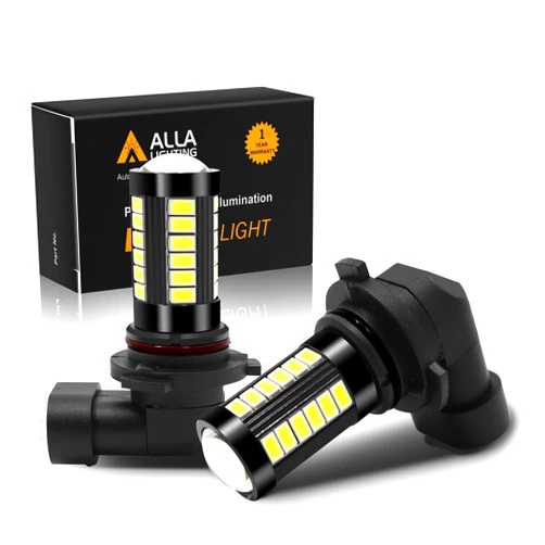 Alla Lighting Super Bright 9145 H10 LED Fog Light Bulbs, 6000K Xenon White 2800 Lumens PY20D 9140 9155 12V Replacement 5730 33-SMD LEDs