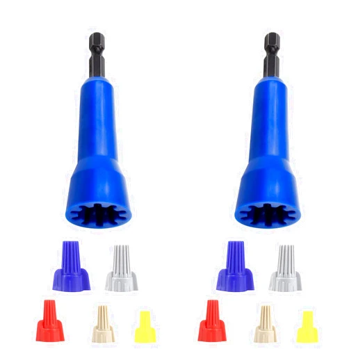 Mogdeker Wire Twisting Tool,Wire Nut Twister,2PCS Blue Ideal Electric Wire Nut Twister for Drill,Connector Driver With 1/4