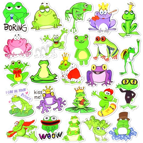 SUSIHI Cute Frog Stickers for Laptop Frog Stickers for Kids Stickers for Water Bottles Waterproof Vinyl Frog Stickers Bulk（50Pcs）