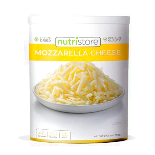 Nutristore Freeze Dried Mozzarella Cheese Shredded | Bulk Emergency Food Supply | Perfect for Camping, Backpacking and Everyday Meals or Snacking | 25 Year Shelf Life | #10 Can