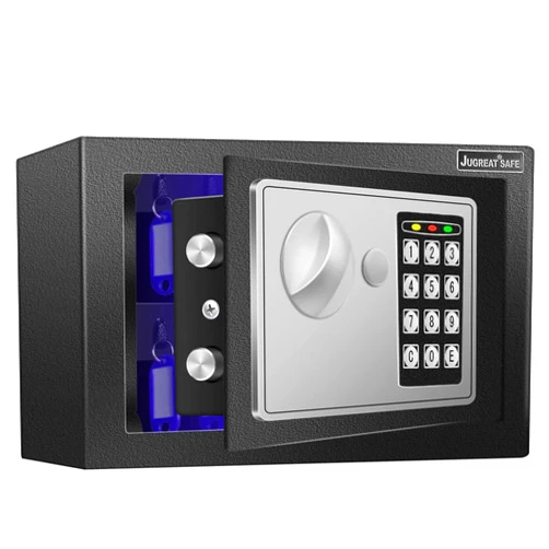 JUGREAT 25 Keys Cabinet with Sensor Light,Electronic Key Safe,Pin Code Keyless Storage Box for Keys,Secure Wall Mount Safe with 25 Key Tags