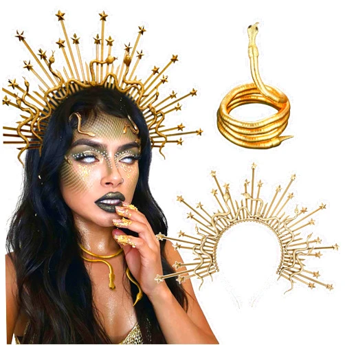 JeVenis 2 PCS Stars Medusa Headband Medusa Headdress Medusa Crown Of Snakes Corona De Medusa Womens Medusa Costume Birthday Photoshoot Props