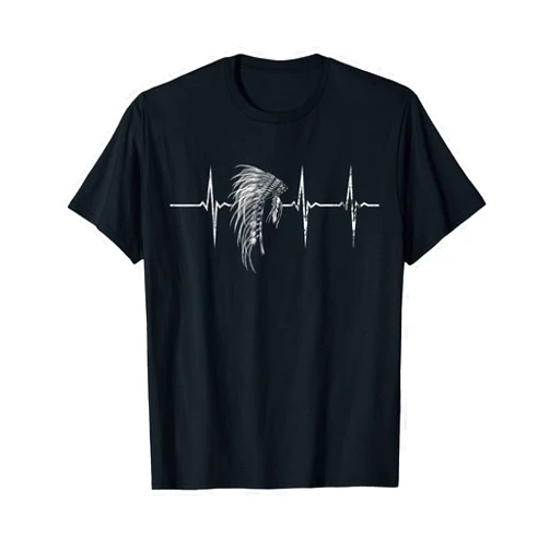 Native American Indigenous Headdress Heartbeat Native American Indian Chief Indigenous Headdress Heartbeat T-Shirt