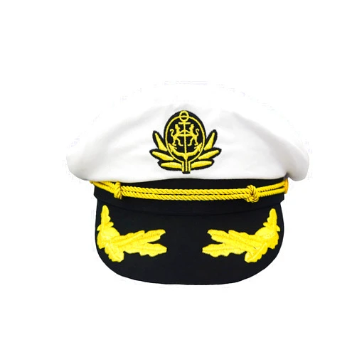 Kolacoo Captain Hat Boat Yacht Rock Party Hat, Anchor Nautical Party Navy Officer Costume Headwear (White)