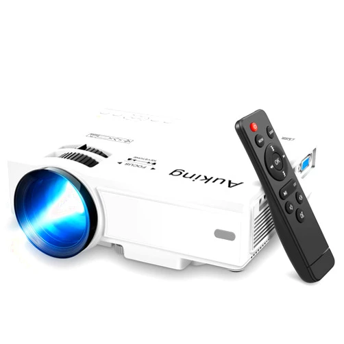 AuKing Projector, 2024 Upgraded Mini Projector, Full HD 1080P Home Theater Video Projector, Compatible with HDMI/USB/VGA/AV/Smartphone/TV Box/Laptop
