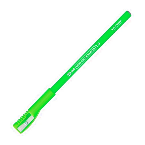 Kutsuwa Fluorescent Color Pencil Green, with Sharpener Cap (RF017GR)