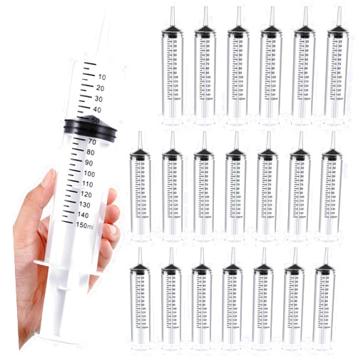 Geiserailie 20 Pcs 150ml Large Syringes Bulk Individual Sealed Plastic Garden Syringe to Use Clean for Liquid Lip Gloss Paint Oil Measuring Filtration Watering Plants Refilling Feeding Industrial Use