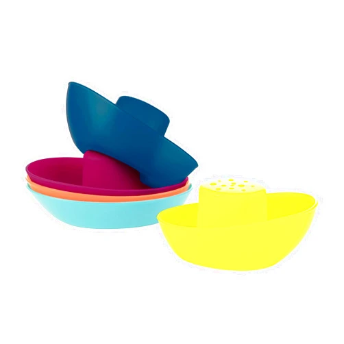 Boon Fleet Toy Boat Baby Bath Toys - Stacking Boat Toy Set for Bath Time Fun - Toddler and Baby Stacking Bathtub Toys With Drain Holes - 5 Count - Ages 10 Months and Up