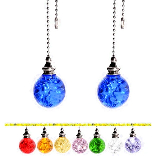 SUR-CIEL 2PCS Ceiling Fan Pull Chain, Ceiling Fan Pull Chain Extension, Pull Chains for Ceiling Fans and Lights, Ceiling Fan Pulls, Light Pull Chain with 21 Inches Ball Beaded Pull Chain, Blue