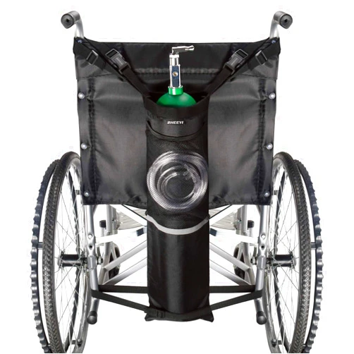 ZHEEYI Oxygen Cylinder Bag for Wheelchairs with Buckles, Fits Any Wheelchair, Black (Fits Most Oxygen cylinders)