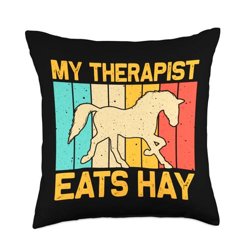 Retro Horse Gift Horse Rider Accessories & Stuff Funny Horse Design For Men Women Horse Lover Horse Racing Throw Pillow
