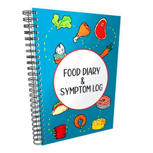 OptiLiving Publishing Food Diary and Symptom Log - Track How Your Diet Affects Your Symptoms | for IBS, Allergies, Intolerance, Crohn’s/IBD | A5 (5.8” x 8.3”) Spiral Bound