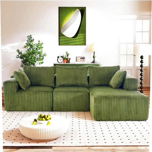 WorthFurni Cloud Modular Sofa Couch with L-Shape Chaise,Modern Sectional with Deep Seat, Upholstered Couches for Living Room Bedroom,No Assembly Required, Plush Corduroy Fabric 102