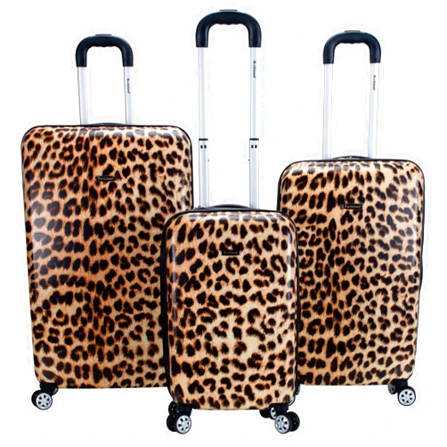 Rockland Safari Hardside Spinner Wheel Luggage, Leopard, 3-Piece Set (20/24/28)