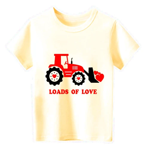 Sineeko Toddler Boys Girls Valentine's T-Shirt Love Heart Truck Dinosaur Shirt Cotton Kids Tee Tops 2-7 Years