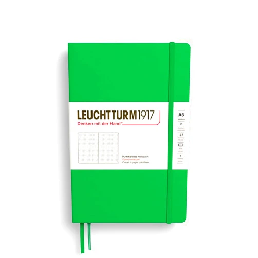 LEUCHTTURM1917 - Notebook Hardcover Medium A5-251 Numbered Pages for Writing and Journaling - Thinking Ahead (Dotted Paper, Spring Leaf)