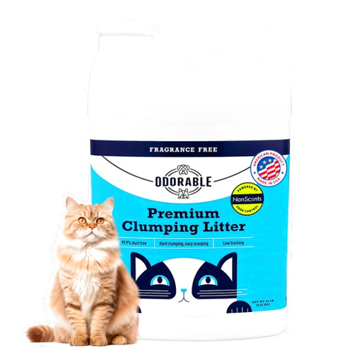 Odorable Fragrance-Free Premium Clumping Cat Litter - 20 lbs - Advanced Odor Control Technology, Dust-Free, Low Tracking, Hard Clumping, Unscented, Ideal for Sensitive Multiple Cats