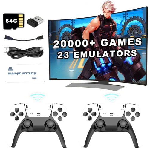 AFU Wireless Retro Game Stick, HD Output System：20000+ Games Built in 23 Emulators Plug and Play Video Game