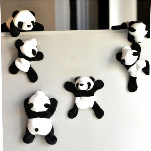 Baost 1Pc Creative Cartoon Soft Plush Panda Fridge Magnet 3D Refrigerator Magnetic Stickers Office Whiteboard Stickers Kids Christmas Gifts Refrigerator Message Holder Home Decor Black + White