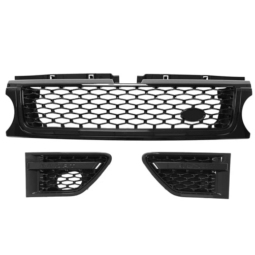 HECASA Front Grill+Air Side Vents Compatible with 2010-2013 Land Rover Range Rover Sport L320 Bumper Grille Assembly Black