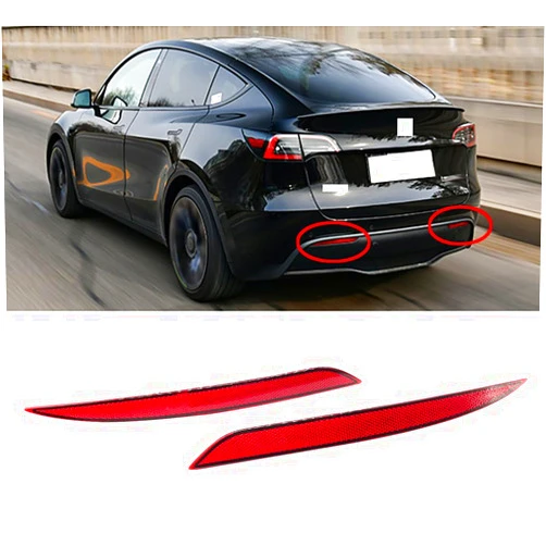 Generic Replacement Tesla Model Y 2020-2023 Reflector Rear Bumper Red Marker Lights Lens Trim (Left & Right) (Tesla Model Y 2020 2021 2022 2023)