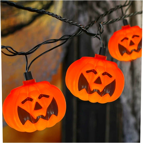 SUNSGNE Halloween Pumpkin String Lights, 8.5ft Halloween String Lights with 10 LED Pumpkin Lights, Plug in Outdoor Halloween Lights for Window Bedroom Decor
