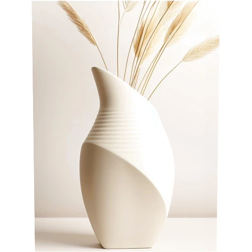 Generic Boho Ceramic Vase Pampas Grass Vases for Home Decor with Ribbed Texture for Flowers Living Room Bedroom Shelf Decor