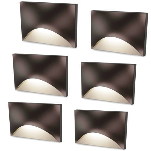 Glitgate 5CCT LED Step Lights, 3W 120V Dimmable Stair Lights, IP65 Waterproof Deck Lights 27000K/3000K/35000K/4000K/5000K Selectable, Aluminum Staircase Lights ETL Listed, 6 Pack
