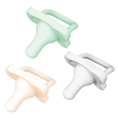 Dr. Brown's HappyPaci 100% Silicone Baby Pacifier, Contoured One-Piece Design, Cool Gray, Green, Ecru, 0-6m, BPA-Free, 3 Pack